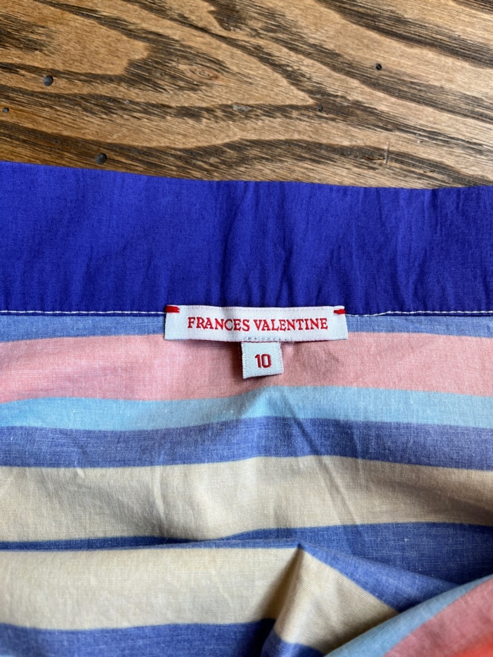 Frances Valentine Striped Pencil Skirt - Pink, Blue & Multicolor cotton size 6-8 - Picture 3 of 9